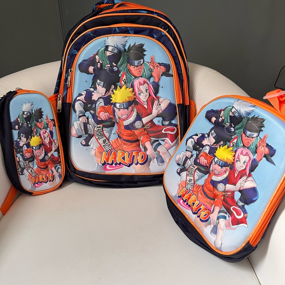 Naruto Kids Backpack Set - Blue and Orange